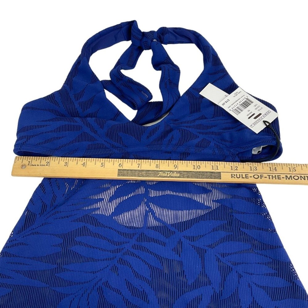 Robin Piccone Tankini Top Womens Sz XS Indigo Lace Leaf Pattern Halter $120 Nwt - Picture 7 of 12